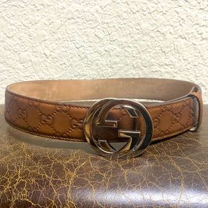 Mens Brown Leather Gucci Belt. Size 34